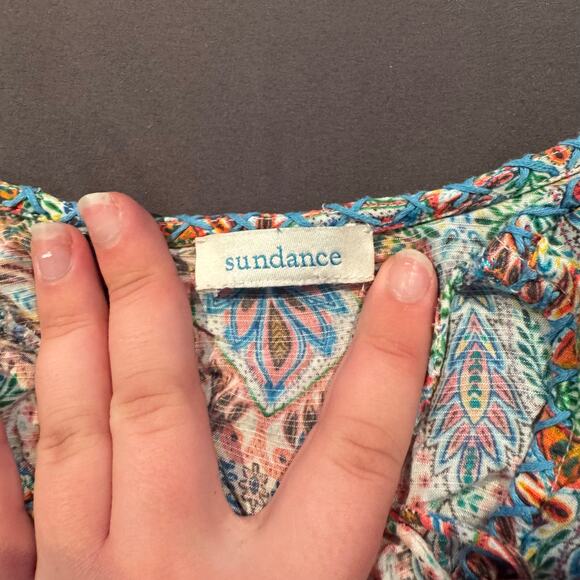 Sundance Colorful Peasant Blouse Medium 100% Modal - Picture 2 of 4